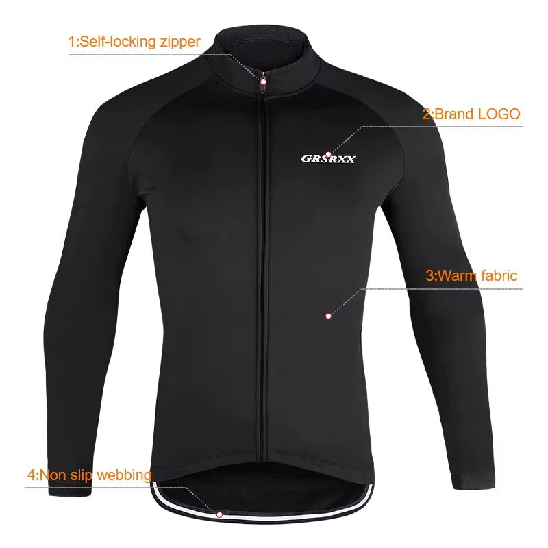 GRSRXX Winter Warm Cycling Jacket Mountain Bike Jacket Cycling Jersey Long Sleeve Cycling Jersey Ciclismo Jacket Unisex