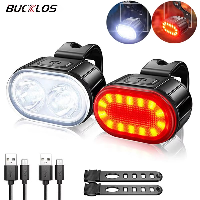 Bike Lights Front Rear Bicycle Lighting Cycling USB Rechargeable Flashlight for Bicycle Light Mountain Bike Back Lantern Lamp