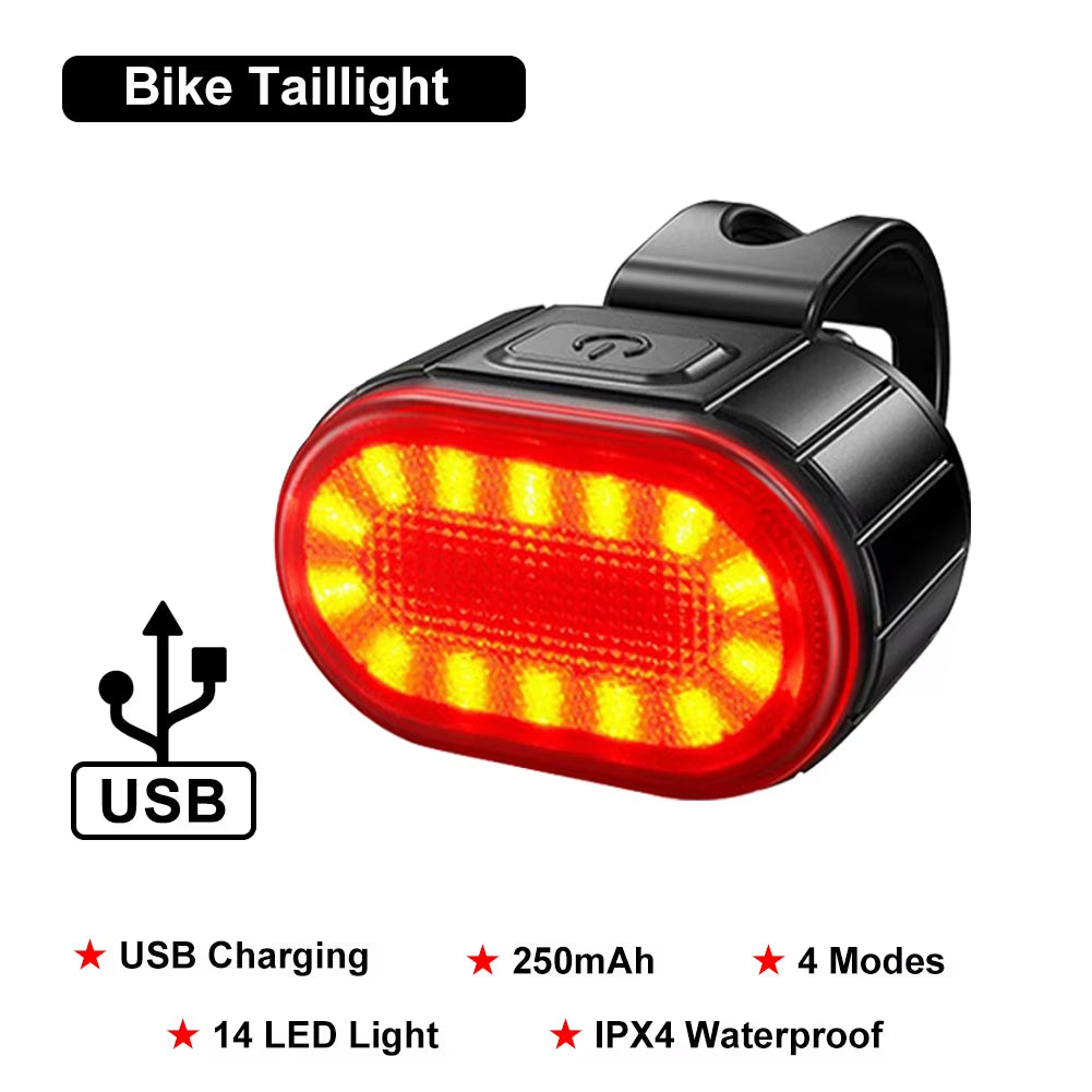 Bike Lights Front Rear Bicycle Lighting Cycling USB Rechargeable Flashlight for Bicycle Light Mountain Bike Back Lantern Lamp